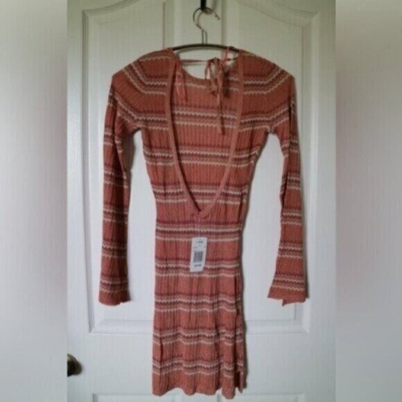 NWT L*Space Mini Dress Bathing Suit Coverup Tunic Striped Knit Long Sleeve - Picture 8 of 12